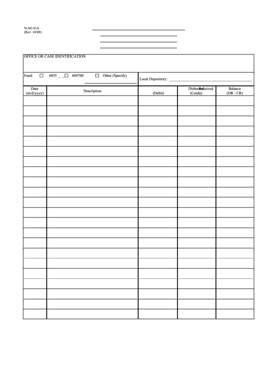 Fillable Form Ao 41a - Ledger Printable pdf