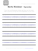 Months Tracing Worksheet - September