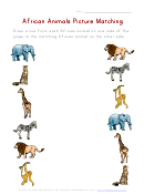 African Animals Picture Matching Worksheet