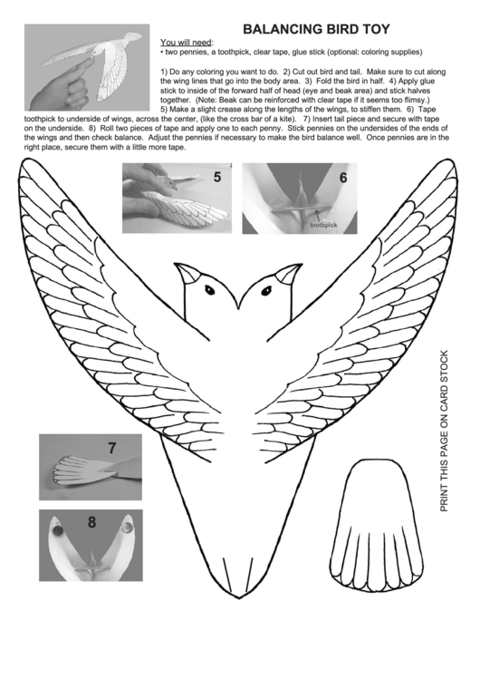 Balancing Bird Toy Template Printable pdf