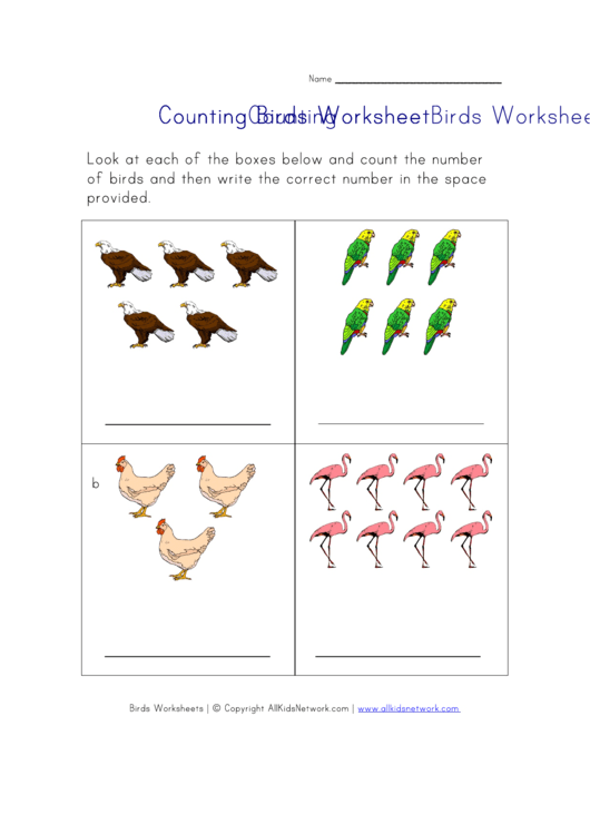Counting Birds Worksheet Printable pdf