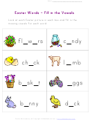 Easter Words - Fill In The Vowels Worksheet