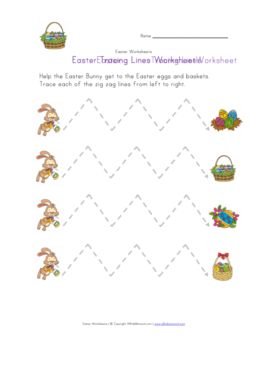 Easter Tracing Zigzag Lines Worksheet Printable pdf