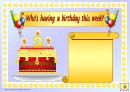Who's Having A Birthday This Week Classroom Chart