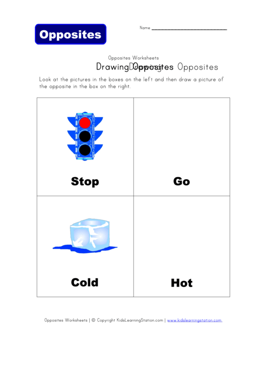 Opposites Worksheet Drawing Opposites printable pdf download