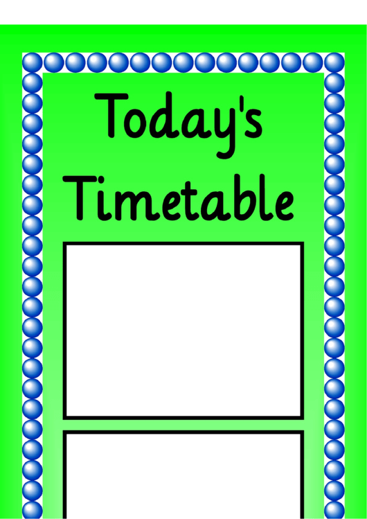 Today's Timetable Schedule Template