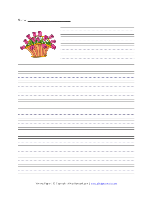 Spring Style Flowers Writing Paper Printable pdf