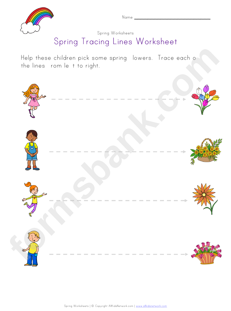 Spring Tracing Lines Worksheet