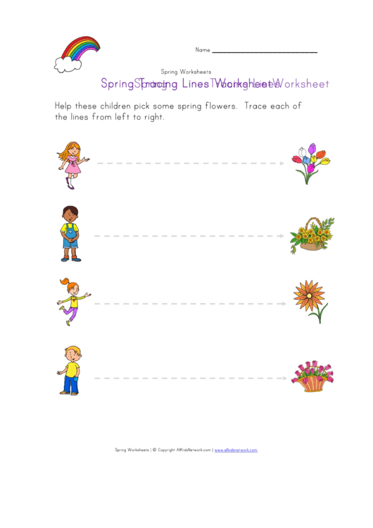 Spring Tracing Lines Worksheet Printable pdf