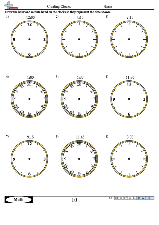 Creating Clocks Worksheet Template With Answer Key