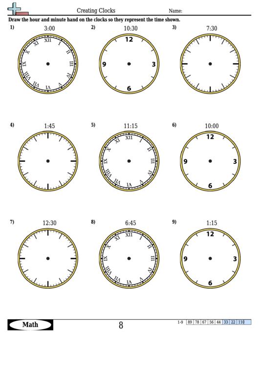 Creating Clocks Worksheet Template With Answer Key