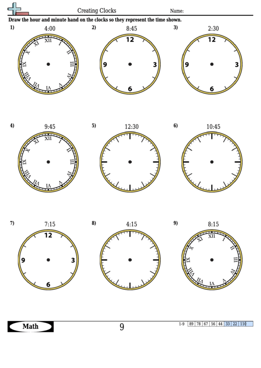 Creating Clocks Worksheet Template With Answer Key Printable pdf