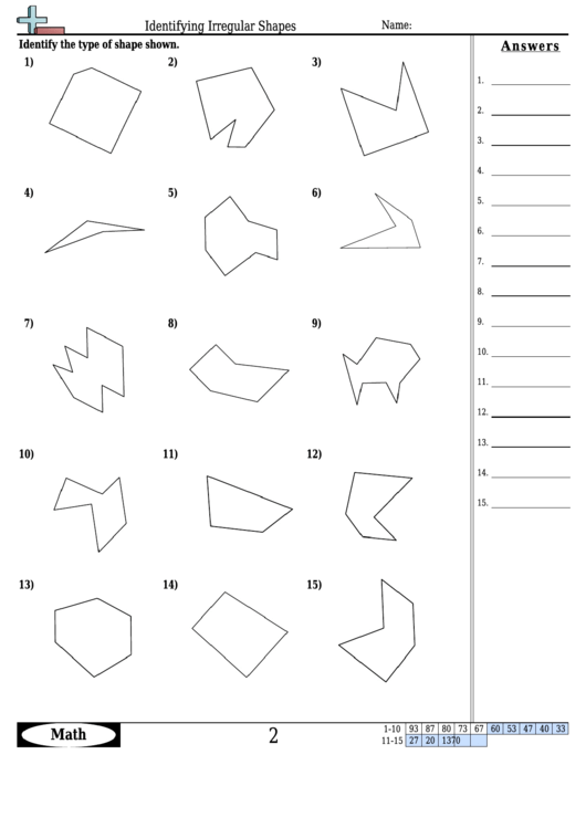 Identifying Irregular Shapes Worksheet With Answer Key Printable pdf