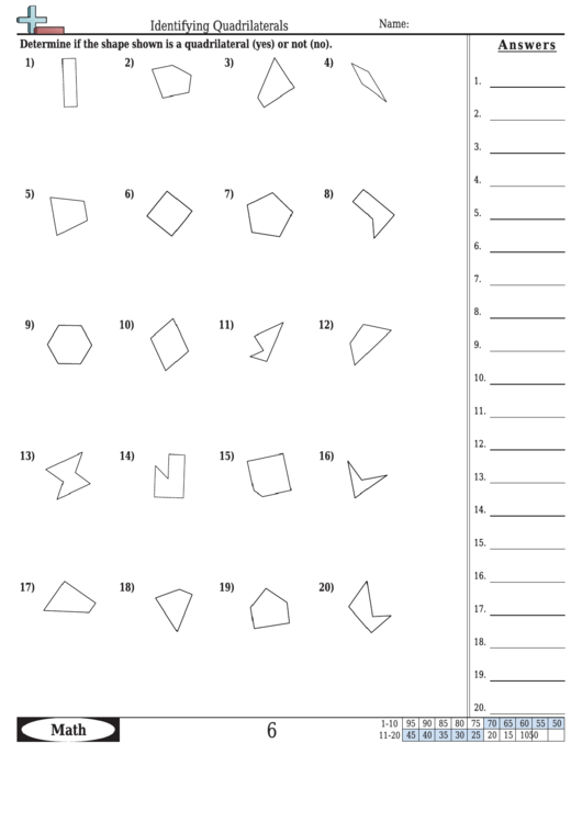 Identifying Quadrilaterals Worksheet With Answer Key Printable pdf