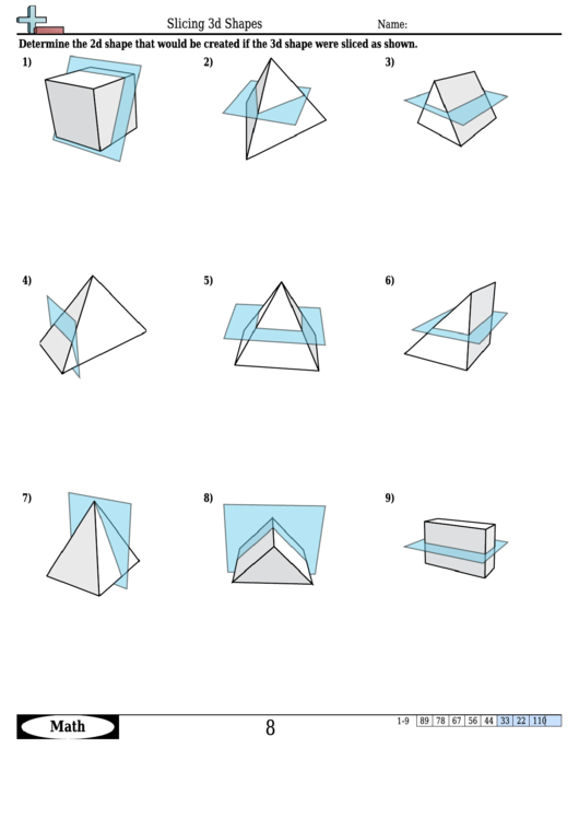 Slicing 3d Shapes Worksheet With Answer Key