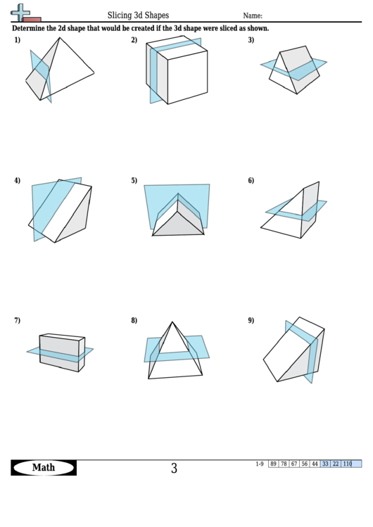 Slicing 3d Shapes Worksheet With Answer Key Printable pdf