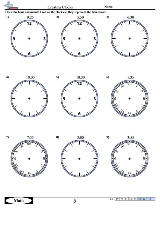 Creating Clocks Worksheet Template With Answer Key Printable pdf