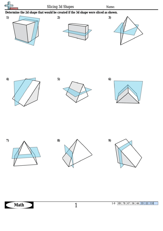Slicing 3d Shapes Worksheet With Answer Key Printable pdf
