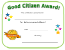 Good Citizen Award Certificate Template