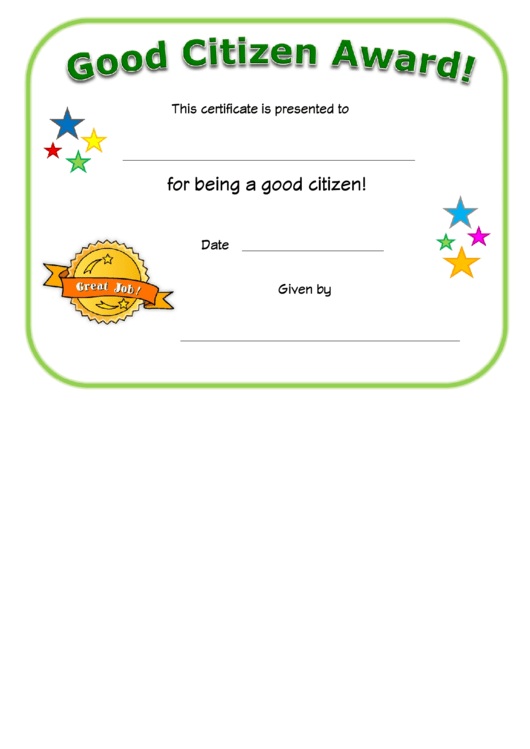 Citizenship Award Template