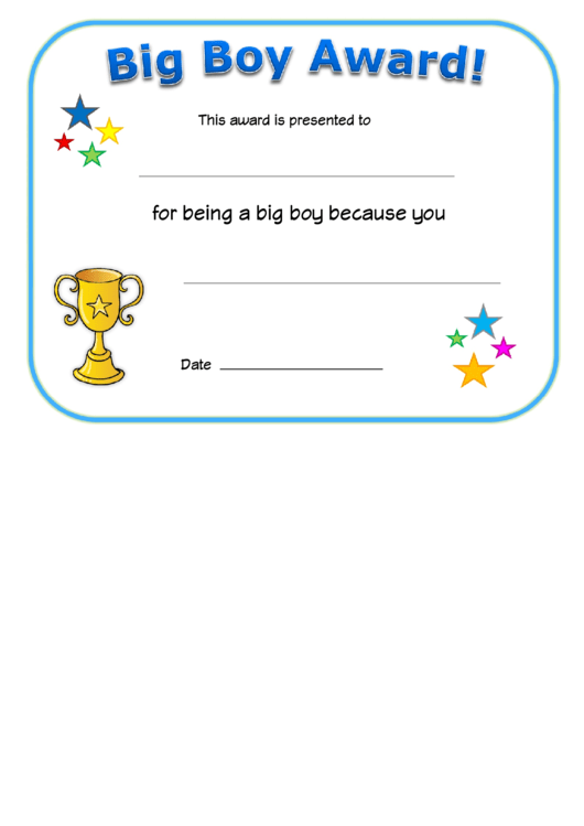 Big Boy Award Certificate Template Printable pdf
