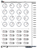 Matching Clocks Worksheet Template With Answer Key Printable pdf