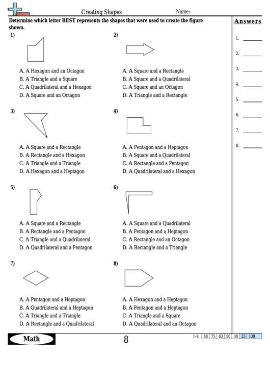 Creating Shapes Worksheet With Answer Key Printable pdf