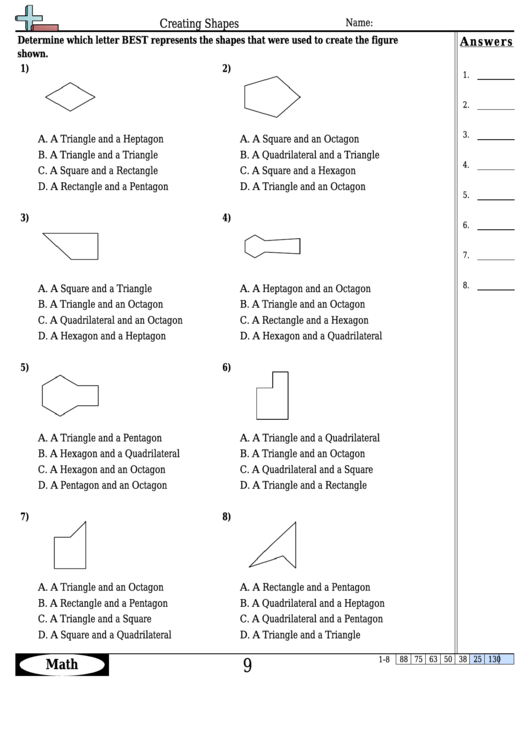 Creating Shapes Worksheet With Answer Key Printable pdf