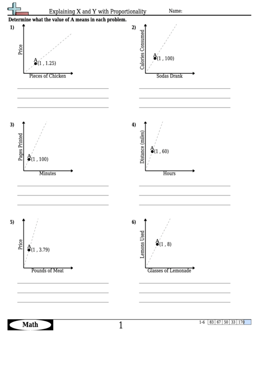 Explaining X And Y With Proportionality Worksheet Template With Answer Key Printable pdf