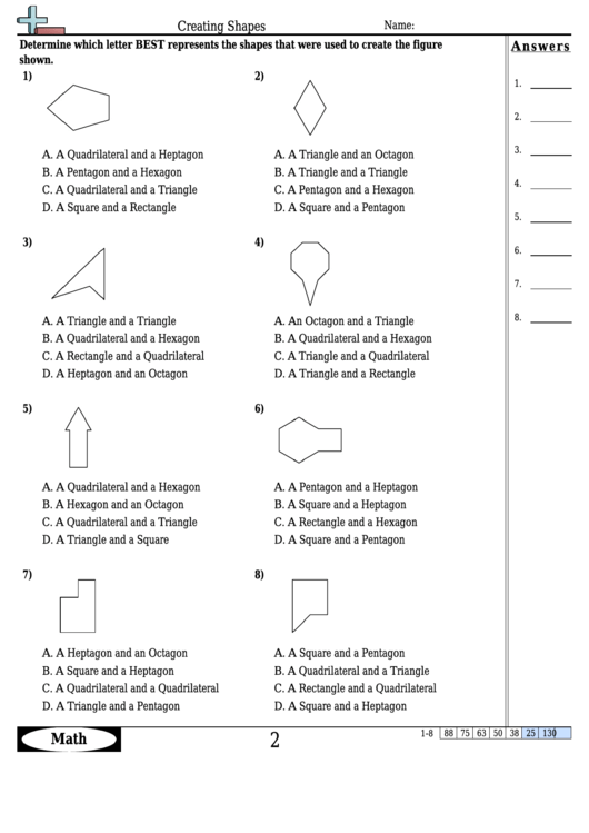 Creating Shapes Worksheet Template With Answer Key Printable pdf
