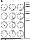 Reading An Analog Clock Worksheet Template With Answer Key