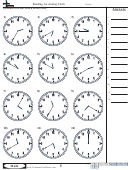 Reading An Analog Clock Worksheet Template With Answer Key Printable pdf