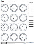 Reading An Analog Clock Worksheet Template With Answer Key