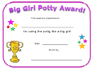 Big Girl Potty Award Certificate Template