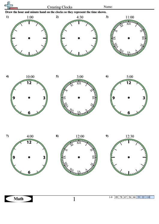 Creating Clocks Worksheet Template With Answer Key