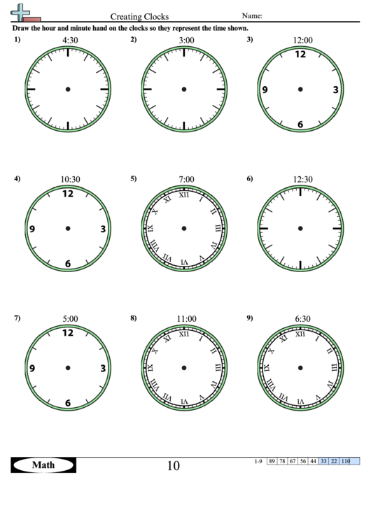 Creating Clocks Worksheet Template With Answer Key