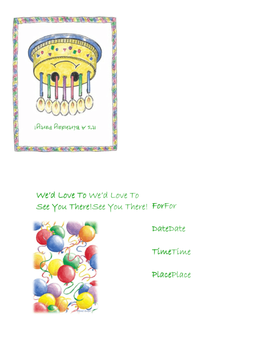 Rsvp Invitation Template - Birthday Party Printable pdf