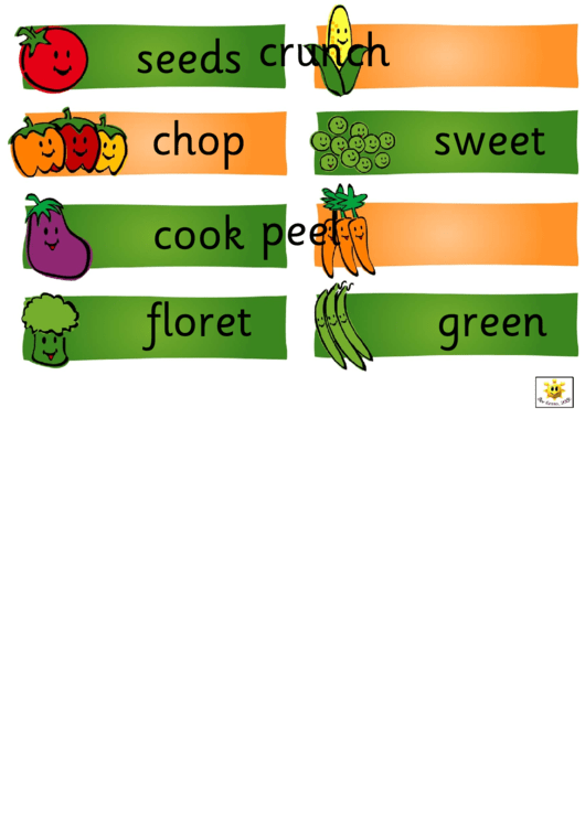 Vegetable Word Cards Template Printable pdf