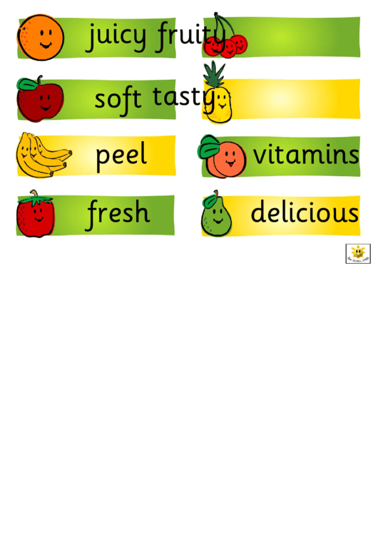 Fruity Word Cards Template Printable pdf