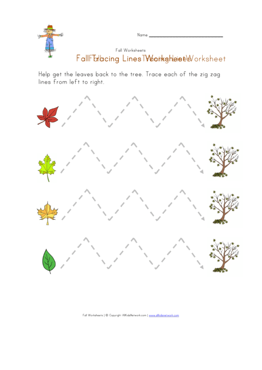 Fall Tracing Lines Worksheet