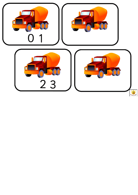 Truck Style 1-30 Number Practice Cards Printable pdf