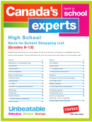 High School Back-to-school Shopping List (grades 9-12)