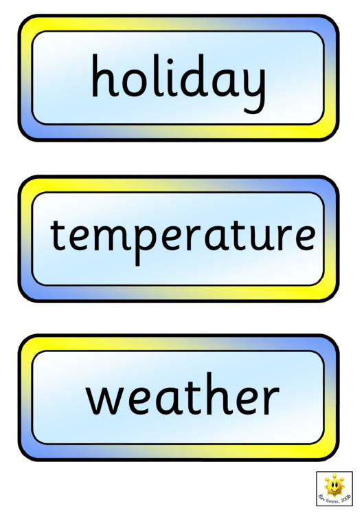 Weather Around The World Words List Printable pdf