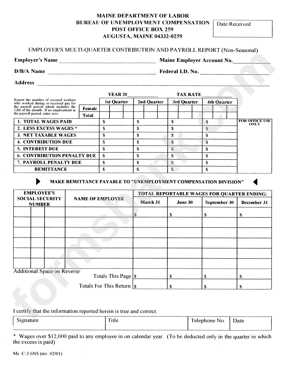 Form C-2.6ns - Employer