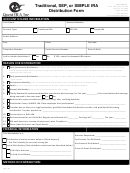 Fillable Traditional, Sep, Or Simple Ira Distribution Form Printable pdf