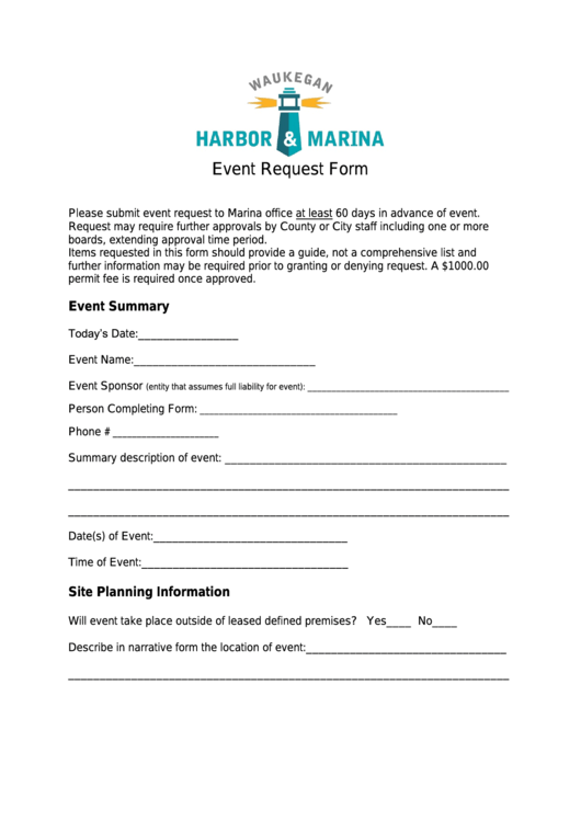 Event Request Form Printable pdf