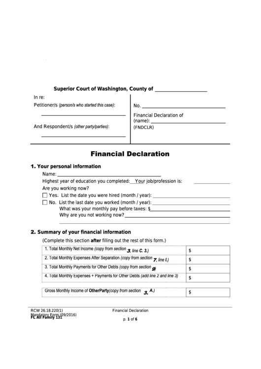 Financial Declaration Form