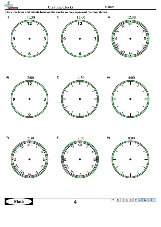 Creating Clocks Worksheet Template With Answer Key Printable pdf