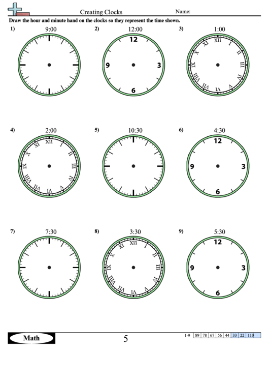 Creating Clocks Worksheet Template With Answer Key Printable pdf