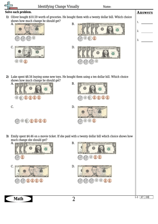 Identifying Change Visually Worksheet Template With Answer Key ...
